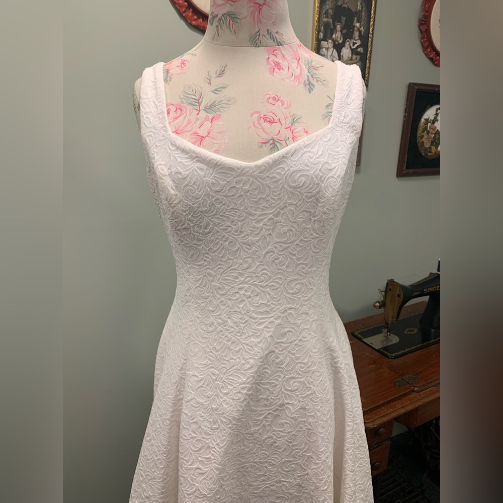 White House Black Market Cream Cowl Neck Midi Dress